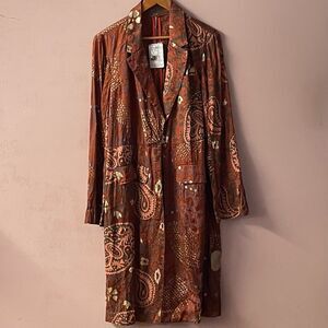Free People Boho Rust Multicolor “Eye of the Tiger” Duster Jacket Size XS NWT